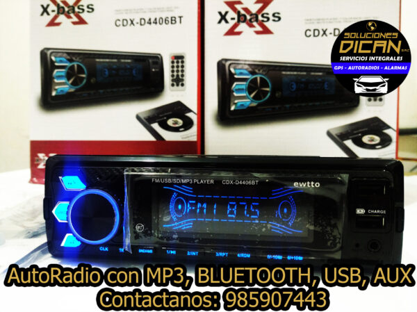 AutoRadio con MP3, Bluetooth, sub, aux