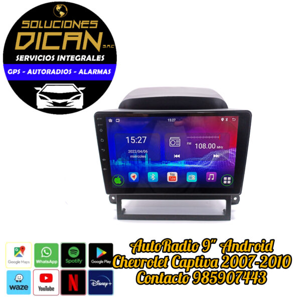 Autoradio 9" android chevrolet captiva 20007-2010