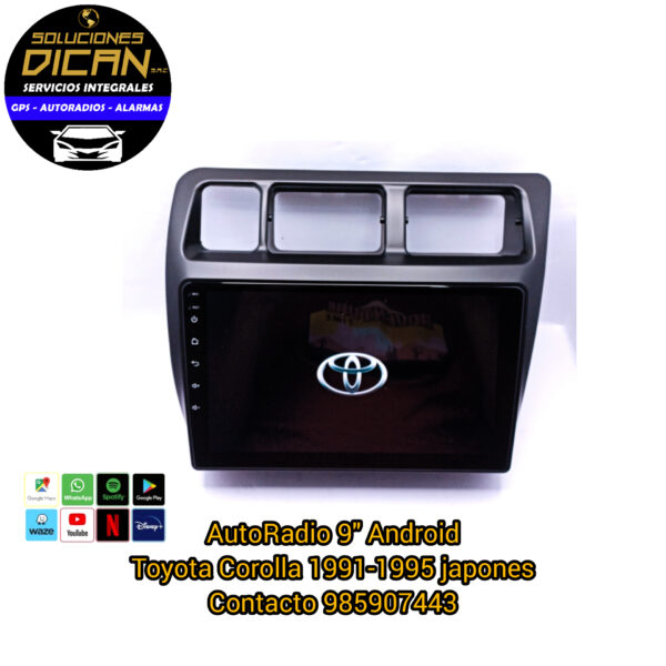 Autoradio 9" android toyota corolla 1991-1992