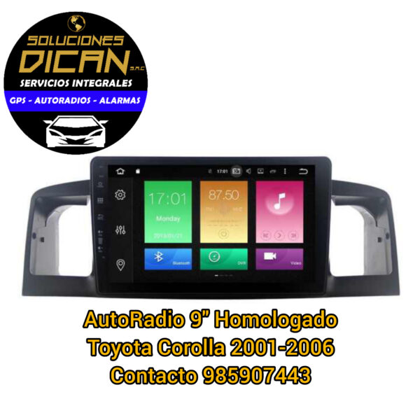 Autoradio 9" homologado toyota corolla 2001-2006