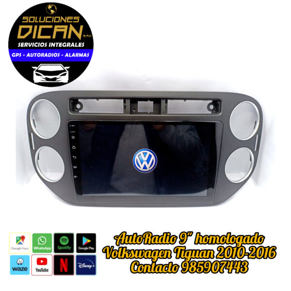 Autoradio 9" homologado volskwagen tiguan 2010-2016