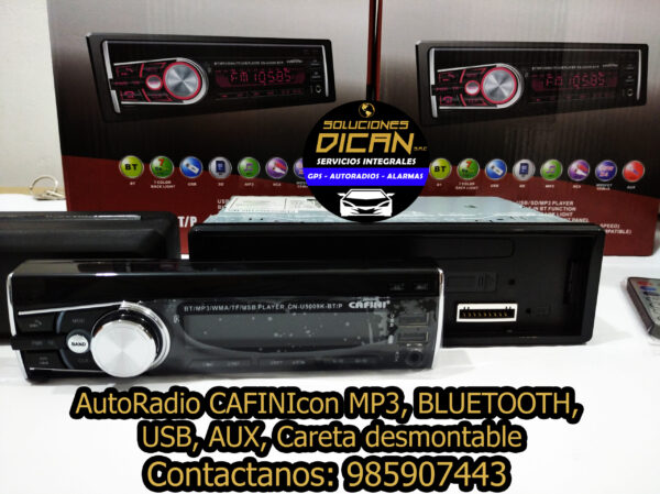 Autoradio CAFINI co MP3, bluetooth, usb, aux careta desmontable