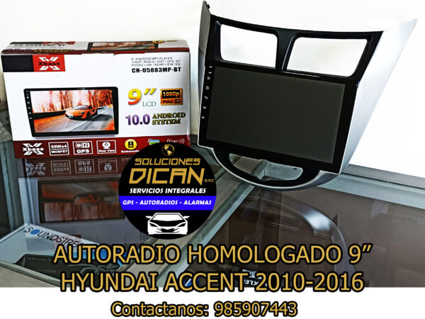 Autoradio homologado 9" hyundai accent 2010-2016